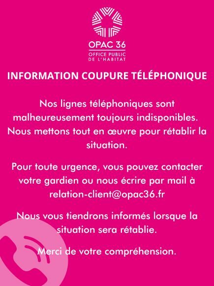 Information coupure téléphonique